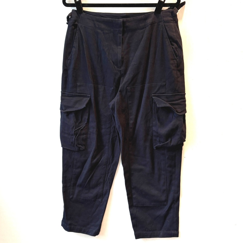 Sweaty Betty Navy Atlas Cargo Pants Blue Cropped Utility Belted Women's L‎